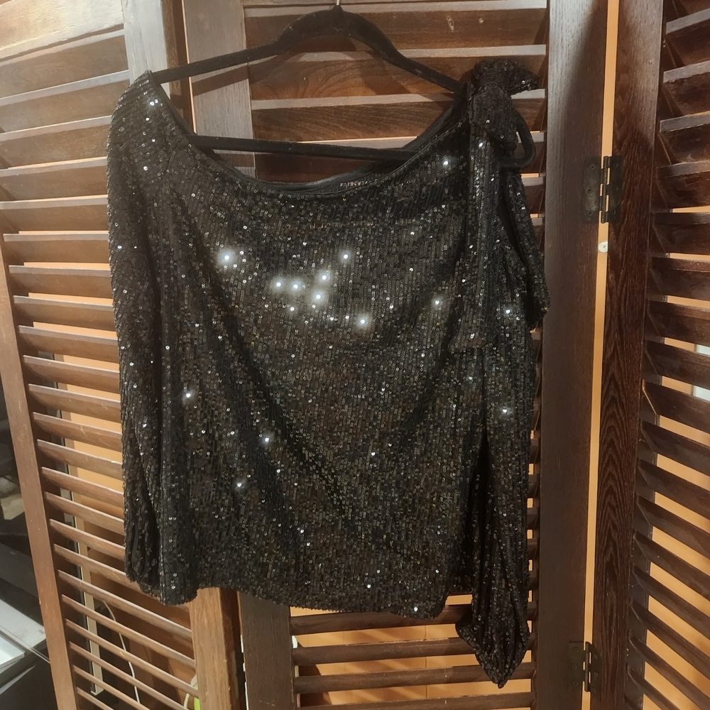 Elegant Black Sequin Women's Top